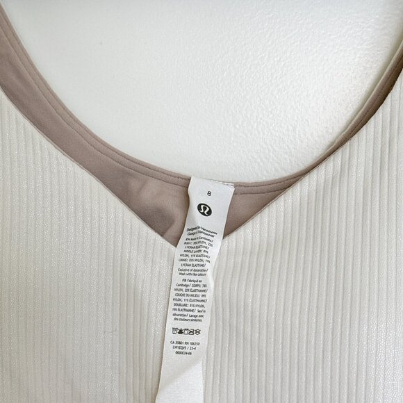 Lululemon Align Ribbed Tank Shine, Tan Ivory Cream BATF, Size 8, NWT - Picture 4 of 5